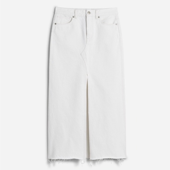 New With Tags Madewell The Rilee Denim Midi Skirt in Tile White - Picture 4 of 5